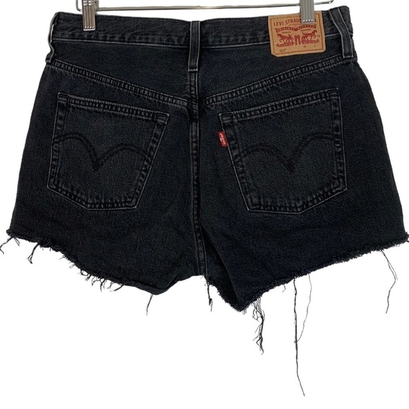 Levis 501 High Waist Cut Off Jean Shorts Size 29 Black - Picture 2 of 9